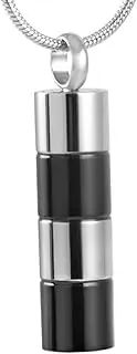 DOTUIARG Two Tone Stainless Steel Cylinder Memorial Urn Necklace Pendant for Cremation Ashes Jewelry