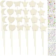 24/36Pcs Wood Wands,Wood Wands,Fairy Wand Making Kit,DIY Fairy Wand Craft for Kids Parties (24Pcs Set)