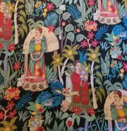 Frida Kahlo Garden Alexander Henry Fabric Black 2 yards Textile Yardage