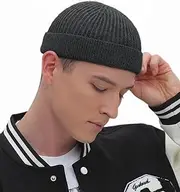 [Dumrotite] Swag Wool Short Fisherman Beanie for Men Women, Knit Cuff Trawler Beanie Watch Hat, Soft Spring Fall Skull Cap Unisex