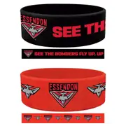 Essendon Bombers AFL Team Logo Silicone Wristbands Set Of 2