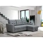 ELIN 2-SEATER SOFA WITH PULL OUT SOFA BED/REVERSIBLE STORAGE CHAISE GREY FABRIC