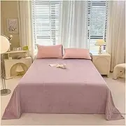Flannel Flat Sheet Winter Velvety Soft Fleece Bed Sheets Ultra-Soft Warm Top Sheet Twin Queen King Size(Pink,120x230cm)