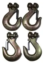 QTY 4 CLEVIS SLIP HOOK 5/16" w/LATCH - Grade 70 | RatchetStrap.com