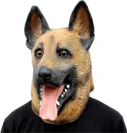 Dog Head Mask German Shepherd Latex Animal Halloween Party Costume Mask Super Bowl Underdog Costume