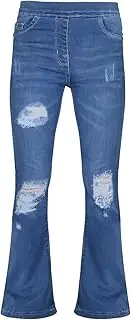 [A2Z 4 Kids] Girls Denim Jeans Comfort Stretchy Jeggings Bell Bottom Ripped Flared Pants Trendy Fashion Jeans for Girls Age 5-6, 7-8, 9-10, 11-12 & 13 Years