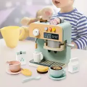 Simulation Coffee Machine Toy Kids Wooden Coffee Maker for Children Toddlers
