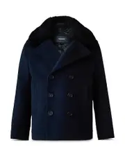 Mackage Unisex Camden Wool Blend Shearling Collar Peacoat - Big Kid