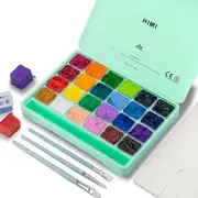 HIMI Gouache Paint Set, 24 Colors x 30ml/1oz with Brushes & Palette, Green