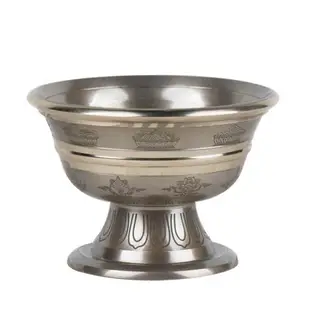 印度手工制作西藏八吉祥供水碗青銅雕花七供圣水杯銅碗高腳圣水杯
