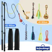 Dog Pet Cat Interactive Flirt Pole Toy Play Rope Wand Retractable Training Stick