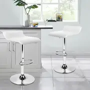 Bar Stool Height Adjustable Swivel Kitchen Stools Backless Seat Leather Counter Dining Chairs with Footrest (Set of 2)