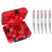 Milwaukee Carbide Hole Saw Kit (10-Piece) W/ Reciprocating Saw Blades (5-Pack)