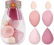 6 Pcs Makeup Sponges Set - 6 Beauty sponges Blending Blenders,Makeup egg Case and 1 holder/Multi- colored， Cosmetics Sponge Puff Latex Makeup Sponge case, Flawless for Cream, Powder and Liquid (Pink)