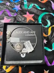 Alex and Ani ELEPHANT II Russian Silver Charm Bangle New W/ Tags, Card & Box