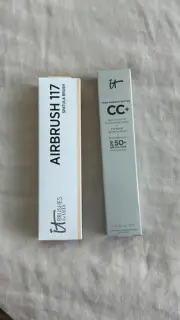 IT Cosmetics CC+ Cream in Light Medium (Warm) + Airbrush Foundation Brush #117