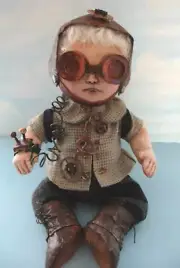 Cloth Folk Art Doll Pattern "Steampunk Baby" by Susan Barmore