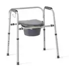 Medline Portable Toilet 3-in-1 Bedside Commode Microban Antimicrobial Protection