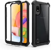 [Asuwish] Phone Case for Samsung Galaxy A10 Cover Shockproof Hard Drop Proof Full Body Protective Heavy Duty Hybrid Dual Layer Cell Accessories Glaxay A 10 Gaxaly 10A SM A105M 6.2 inch Women Men Black