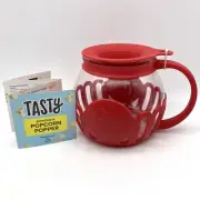 NEW Tasty Borosilicate Glass Microwave Micro-Pop Popcorn Popper 1.5 Quarts Red