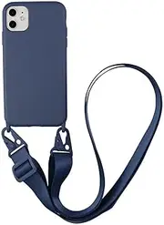 Crossbody Strap Lanyard Silicone Phone Case for iPhone 16 15 14 13 12 Mini 11 Pro Max Plus Candy Color Soft TPU Back Cover,Blue,for iPhone 15