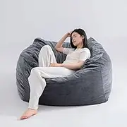 HHCTEBEC Bean Bag Chairs Cover (No Filler) Lazy Sofa Bean Bag Cover Sponge Square Sofa Cover Stuffed Animal Storage Bean Bag Chair Cover for Living Room Bedroom Dorm Office,Grey-100 * 100 * 80cm