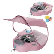 Baby Swim Float with UV Protection Sunshade Infant Pool Float Add Tail for 3-...