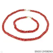 CERTIFIED ENZO LIVERINO Red Coral Matching Necklace & Bracelet w/18K YG Closures