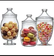 Amazing Abby - Keep - Acrylic Apothecary Jars 3-Piece Set Plastic Jars with L...