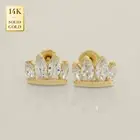 14K REAL Solid Gold Crown Earrings CZ Cartilage Daith Screw-back Stud Piercing
