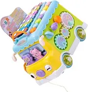 ORFOFE 1pc Hand Percussion Music Xylophone for Babies Girl Bus Pulling School Bus Model Birthday Favor Piano Bus School Bus Plastic