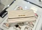 Michael Kors Jet Set Travel Women Large Trifold Credit Card Wallet Light Cream