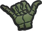 [LEGEEON] Shaka Hang Loose Gesture Bone PVC Patch Hook and Loop Patches for Backpacks, Morale Patches, Patches for Hats, Funny Patches (Green)
