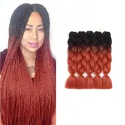 62cm Synthetic Gradient Coloured Braiding Hair Extensions - Black&Red Brown