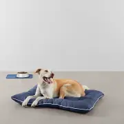 Amazon Basics Outdoor Water Repellent Pet Pillow Bed, Blue, Large