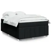 vidaXL Box Spring Bed with Mattress Black Double Size Fabric