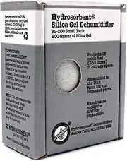HYDROSORBENT® Silica Gel Dehumidifier (200gm - 1 Pack) - Silica Gel Packets w/Built-In Color Changing Indicator for Reactivation - Carton Moisture Absorbers for Food Storage - Desiccant Dehumidifier