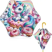 [ODAWA] Children's Umbrella Cute Unicorn Donuts Pink J Handle Golf Stick Umbrella
