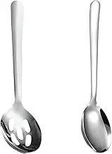 Sarini Stainless Steel Slotted Spoon, 22 cm, Slotted Spoon, Serving Spoon, 3 Tablespoons, 3 Slotted Spoons, Suitable for Buffet, Party, Restaurant, Banquet, Cooking, Kitchen, Pack of 6