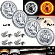 5-3/4" Switchback White DRL Angel Eye Halo / Amber Turn Signal LED Headlight Set (for: Mazda)