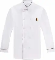 [SAFIGLE] Chef Shirts for Men Chef Chef Pants Men Chef Coat Short Sleeve Chef Jacket Women Chef Coat with Cloth Buttons Sleeve Chef Kitchen Chefs Jacket Aprons White