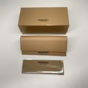 Burberry Camel Brown Soft Leather Eyeglasses Case, Cleaning Cloth and Gift Box