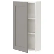 ENHET wall cb w 2 shlvs/door, white/grey frame, 40x17x75 cm