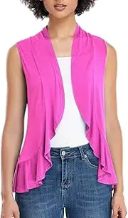 [LCMGKRUNSC] Women's Sleeveless Cardigan Open Front Vest (S-3XL)