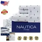 King Sheet Set 100% Cotton Percale - Lightweight Whale Stripe Blue Bedding