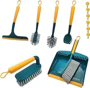 IZSOHHOME Household Universal Tool Brush Set,Kitchen Brush,Garage Brush,Toilet Brush,Mini Broom&Dustpan,Dish Brush,Bottle Brush,Desktop Broom,Squeegee,Kitchen Cleaning,Protect Tableware Surface