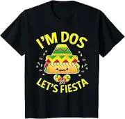 [X.Style] Kids Im Dos Taco T Shirt 2nd Birthday Cinco De Mayo Mexican ds1105 T-Shirt (S) Black