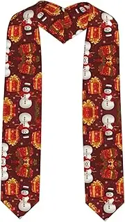 [SKKNT] Merry Christmas Snowman Print Graduation Shawl Stole For Academic Commencements Honor Sash Congratulations Gift, Sharp Corner, One Size