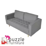 Retro style 2.5 Seater Fabric Sofa with Cadet Grey colour