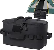 Générique Foldable Camping Bag, Water Resistant Utensils Organizer, Portable Outdoor Storage, Canister Pot and Cookware, 34 x 17 x 19 cm, Ideal for Travel and Camping, Black, Cream, Army Green, Black,